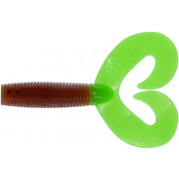 Твистер Helios Credo Double Tail 3,54"/9 см, цвет Rusty Gold & Lime 5 шт HS-28-017 , 